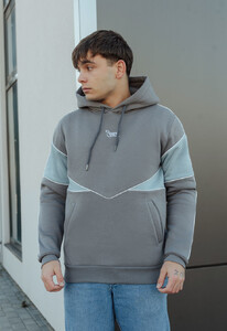 Фото - Сіро-блакитне тепле худі Staff gray & blue logo fleece - Men box