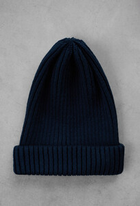 Фото - Однотонная темно-синяя шапка Staff long navy - Men box
