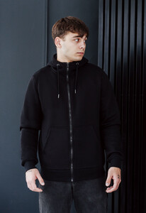Фото - Однотонне чорне худі Staff zip basic black fleece - Men box