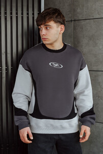 Фото - Черно-серый свитшот Staff logo colorblock2 oversize fleece - Men box