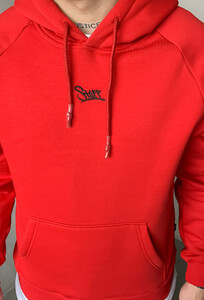 Фото - Червоне тепле худі Staff red logo oversize fleece - Men box