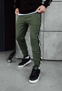 Фото - Теплые спортивные штаны с лампасами Staff lampas khaki fleece - Men box