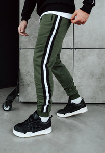 Фото - Теплые спортивные штаны с лампасами Staff lampas khaki fleece - Men box