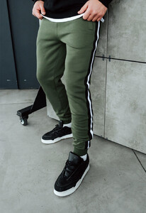 Фото - Теплые спортивные штаны с лампасами Staff lampas khaki fleece - Men box