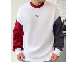Фото - Бело-серо-красный свитшот Staff logo 2 colors fleece oversize - Men box