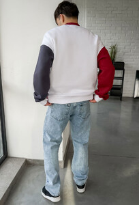 Фото - Бело-серо-красный свитшот Staff logo 2 colors fleece oversize - Men box