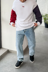 Фото - Бело-серо-красный свитшот Staff logo 2 colors fleece oversize - Men box