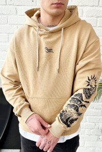 Фото - Бежевое оверсайз худи Staff wolf & logo oversize - Men box