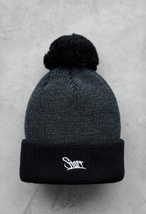 Фото - Чорно-сіра зимова шапка Staff black & graphite logo pompon - Men box