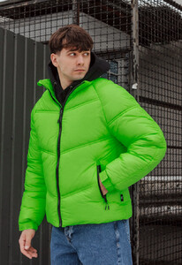Фото - Люминесцентная зимняя куртка зеленого цвета Staff ilumin green - Men box