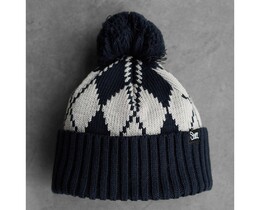 Фото - Чоловіча синьо-сіра шапка Staff navy & gray pattern pompon - Men box