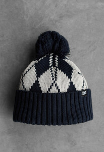 Фото - Чоловіча синьо-сіра шапка Staff navy & gray pattern pompon - Men box