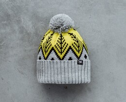 Фото - Зимняя шапка с помпоном Staff yellow & gray pattern pompon - Men box