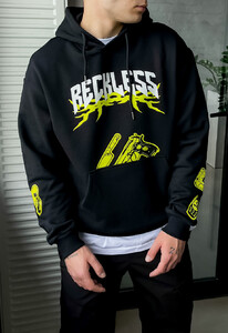 Фото - Черное худи с ярким принтом Staff beckless oversize - Men box
