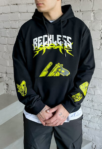 Фото - Черное худи с ярким принтом Staff beckless oversize - Men box
