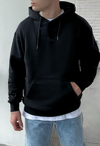 Фото - Однотонное черное худи с лого Staff logo black - Men box
