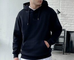 Фото - Однотонное черное худи с лого Staff logo black - Men box