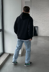 Фото - Однотонное черное худи с лого Staff logo black - Men box