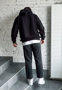 Фото - Черное молодежное худи Staff logo & wire oversize - Men box