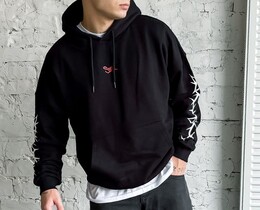 Фото - Черное молодежное худи Staff logo & wire oversize - Men box