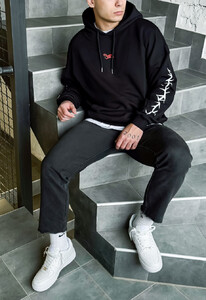 Фото - Черное молодежное худи Staff logo & wire oversize - Men box