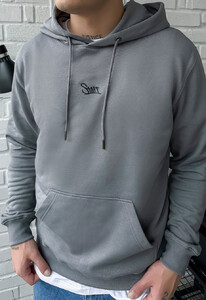 Фото - Повседневное серое худи Staff blue gray logo - Men box