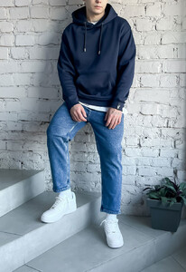 Фото - Темно-синее мужское худи Staff navy basic oversize fleece - Men box