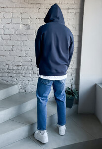 Фото - Темно-синее мужское худи Staff navy basic oversize fleece - Men box