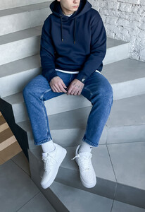 Фото - Темно-синее мужское худи Staff navy basic oversize fleece - Men box