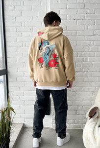 Фото - Бежевое худи с ярким принтом Staff kio oversize - Men box