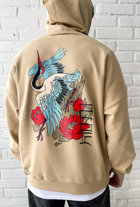 Фото - Бежевое худи с ярким принтом Staff kio oversize - Men box