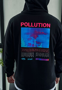 Фото - Черное мужское худи с ярким принтом Staff pollution - Men box