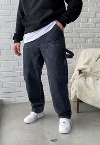 Фото - Молодежные широкие джинсы Staff baggy dark gray - Men box