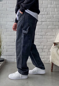 Фото - Молодежные широкие джинсы Staff baggy dark gray - Men box