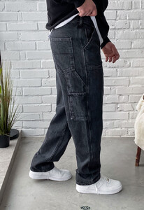 Фото - Молодежные широкие джинсы Staff baggy dark gray - Men box