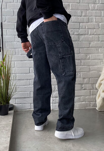 Фото - Молодежные широкие джинсы Staff baggy dark gray - Men box