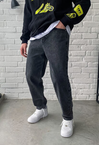 Фото - Универсальные темно-серые джинсы Staff dark gray regular mom - Men box