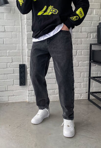 Фото - Универсальные темно-серые джинсы Staff dark gray regular mom - Men box