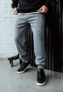 Фото - Однотонные серые спортивные штаны Staff mi gray basic fleece - Men box