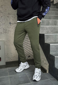 Фото - Спортивні штани кольору хакі Staff khaki zip - Men box
