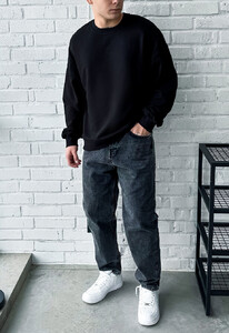 Фото - Базовый черный свитшот Staff identity oversize - Men box