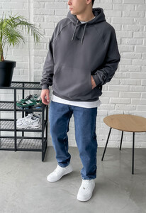 Фото - Сіре універсальне худі Staff gray logo oversize - Men box