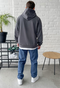 Фото - Сіре універсальне худі Staff gray logo oversize - Men box
