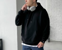 Фото - Базове однотонне худі Staff basic black oversize - Men box