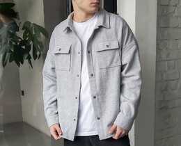 Фото - Сіра однотонна сорочка-куртка Staff lis gray - Men box