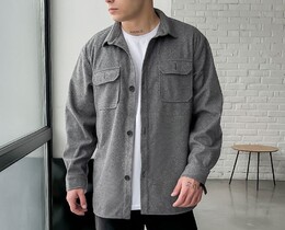 Фото - Однотонна сіра сорочка-куртка Staff homu 2 - Men box