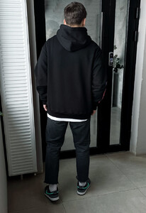Фото - Чорне худі з яскравим принтом Staff logo & waves oversize - Men box