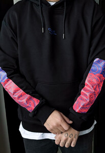 Фото - Чорне худі з яскравим принтом Staff logo & waves oversize - Men box