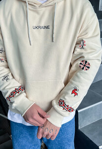 Фото - Патриотическое молочное худи Staff Ukraine ethno oversize - Men box