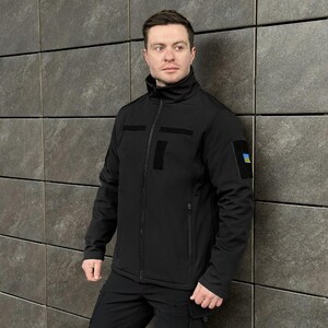 Фото - Чорна куртка з липучками Pobedov Shadow демісезонна - Men box